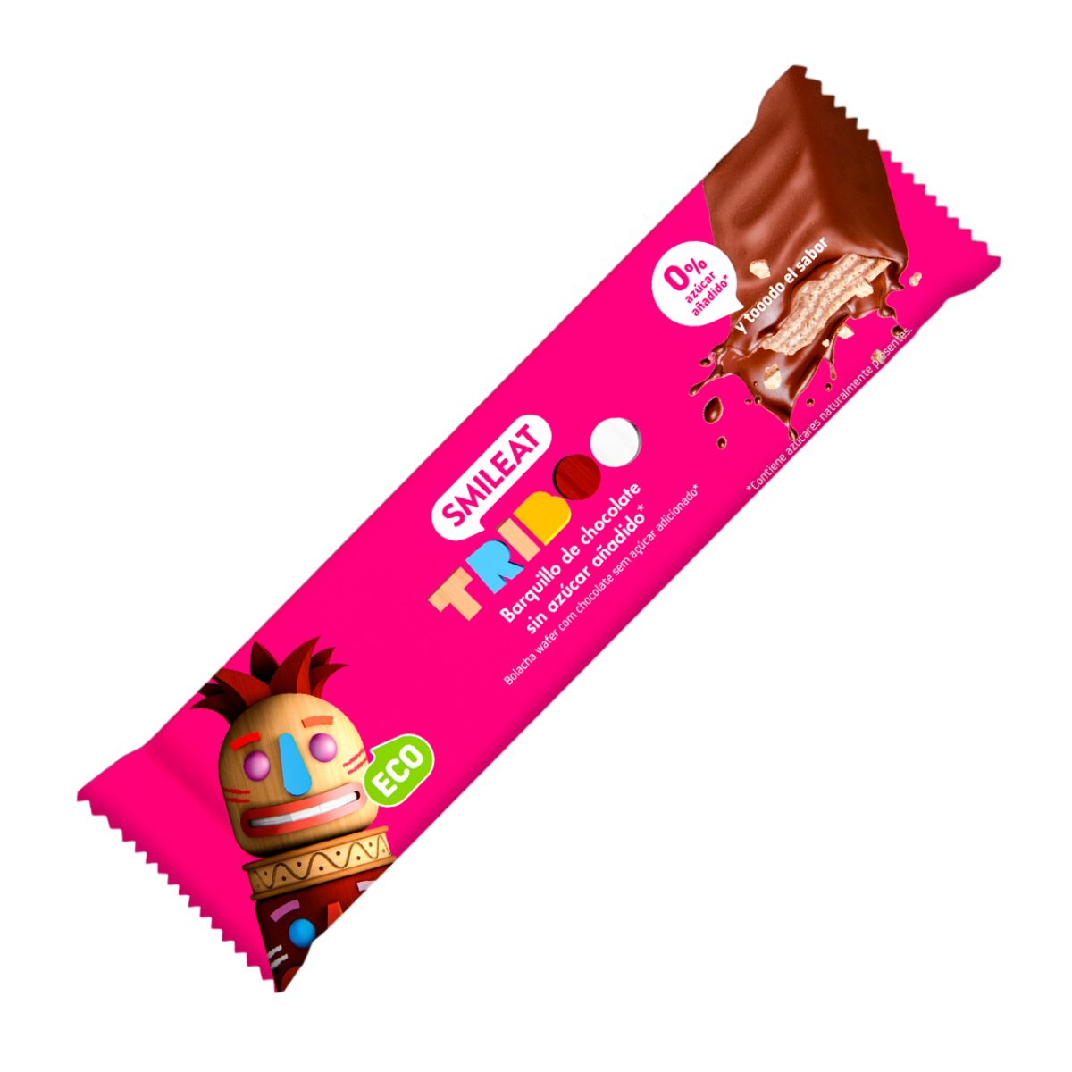 Bolacha Wafer com Cobertura Chocolate Biológico, 40g. Smileat Triboo